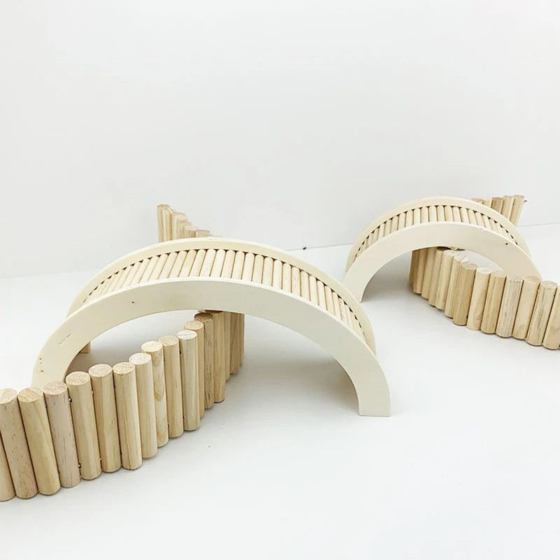 Sofier Hamster Bridges Natural Wooden Hideout Tunnel Ladder Hamster Cage Accessories Chew Toys for Guinea Pig Rat Chinchilla