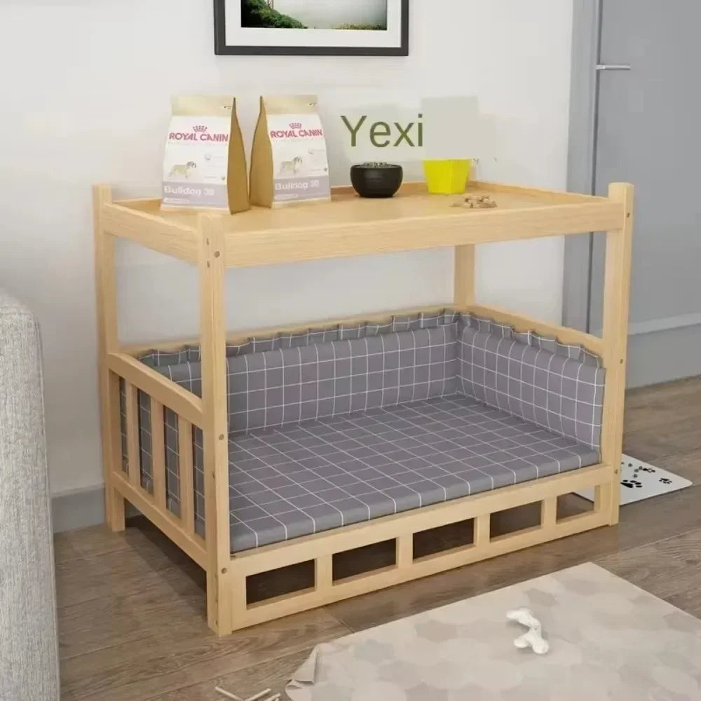Solid Wood Material Dog Kennel Dog Bed Smooth Polished Teddy Dog Kennel Golden Retriever Detachable Pet Bed Solid Wood Cat Kenne