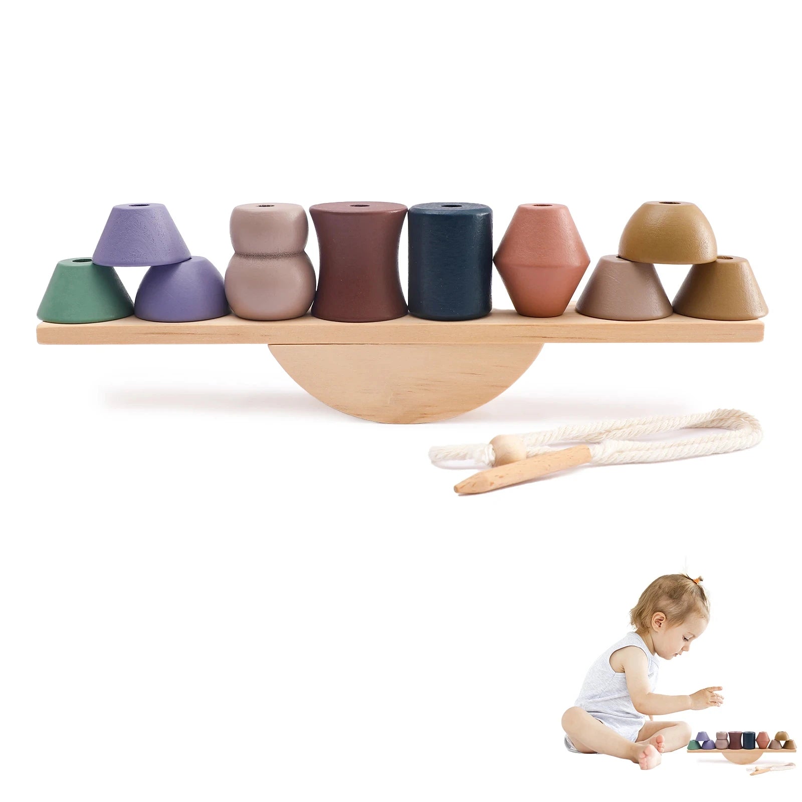 Wooden Tree Toys Balance Toys Wooden Peg Dolls Preschool Learning Educational Montessori Toys, Natural Woodland Trees Creative Accessories for Home Decor