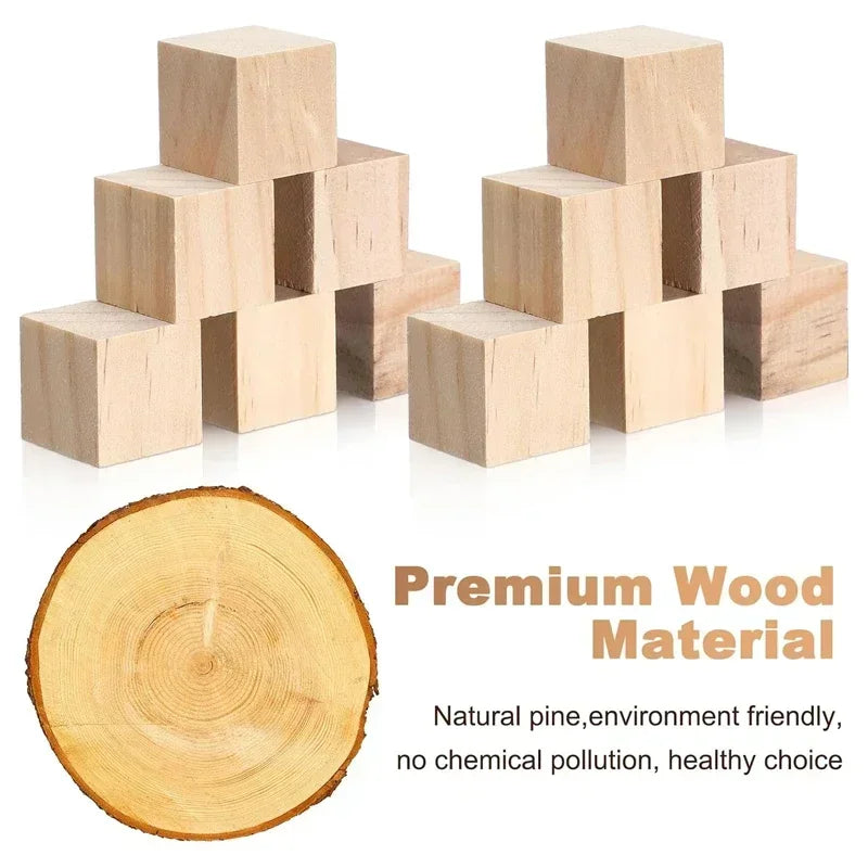 50/100pcs 20/25/30mm Solid Smooth Unfinished Wood Cubes, Blank Wooden Blocks for DIY Crafts, Creating Unique Puzzle Making Piece