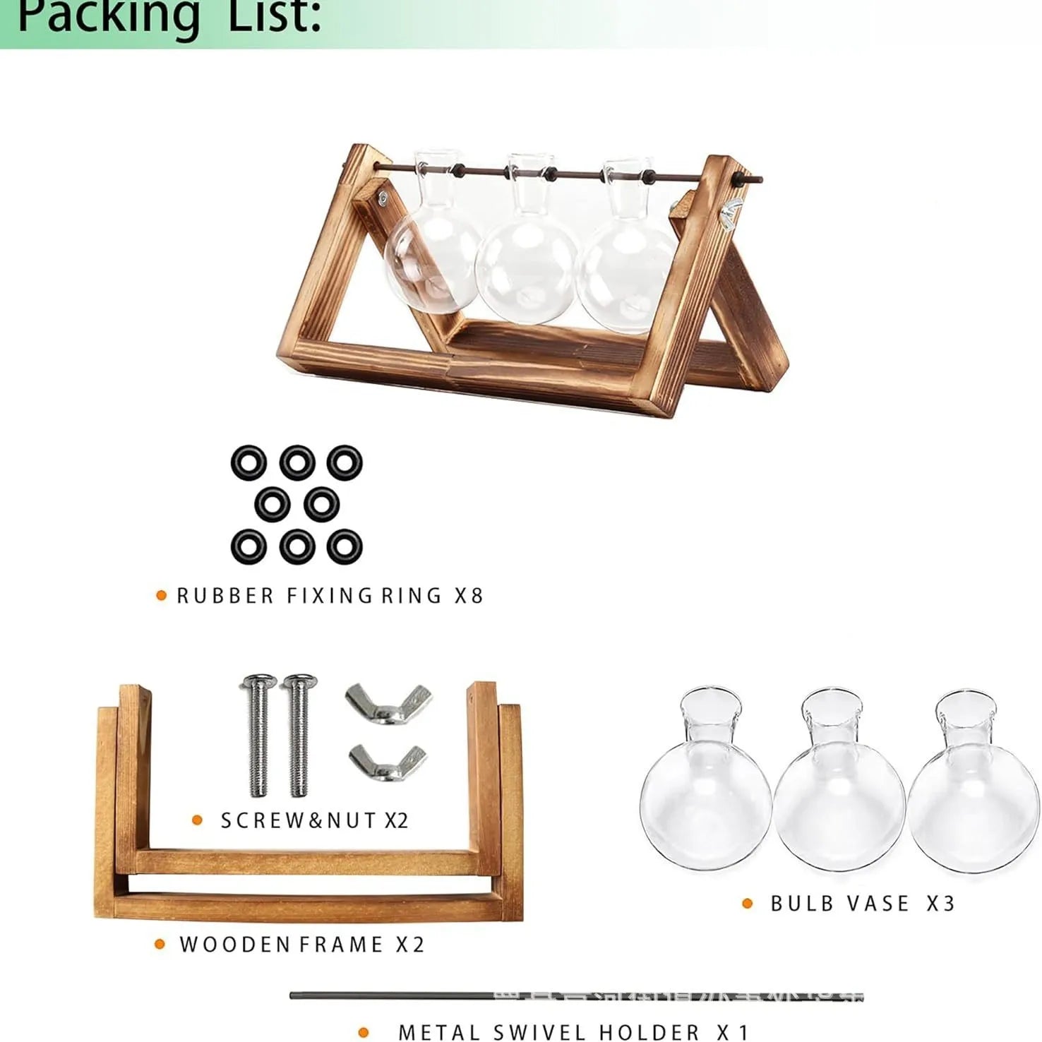 Wooden Base Glass Vase - Plant Holder & Propagation Station for Hydroponic Plants, Desktop Terrarium with Wooden Stand, Stylish Home & Office Décor, Great Gift for Plant
