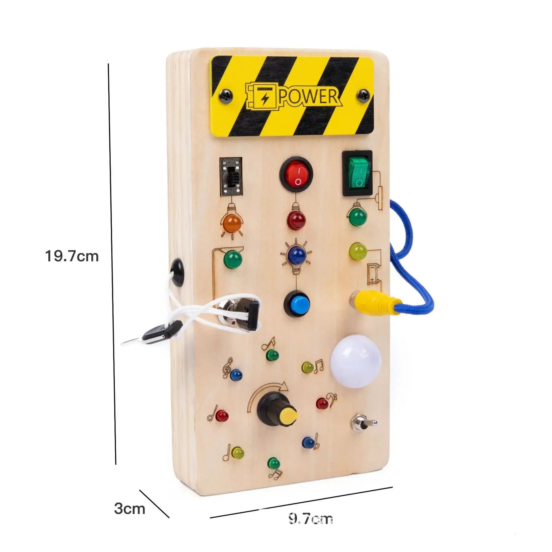 Busy Board Montessori Toys for Toddler, Wooden Sensory Board Switch Toy with Shape Sorter LED Light Up Toys Educational Plane Travel Activity for Girls & Boys