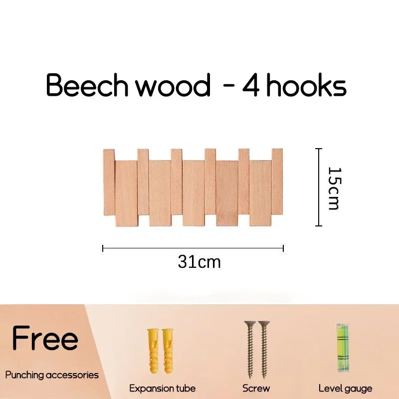 Natural Wood Wall Mounted Piano Coat Rack| Coat Rack Wall Mount| Flip Down Wall Hook Rack 5 Hooks| Entryway Wall Art Hook,Made of Acacia Wood (Wood Wax Oil Dyed Walnut Color).Wall Art