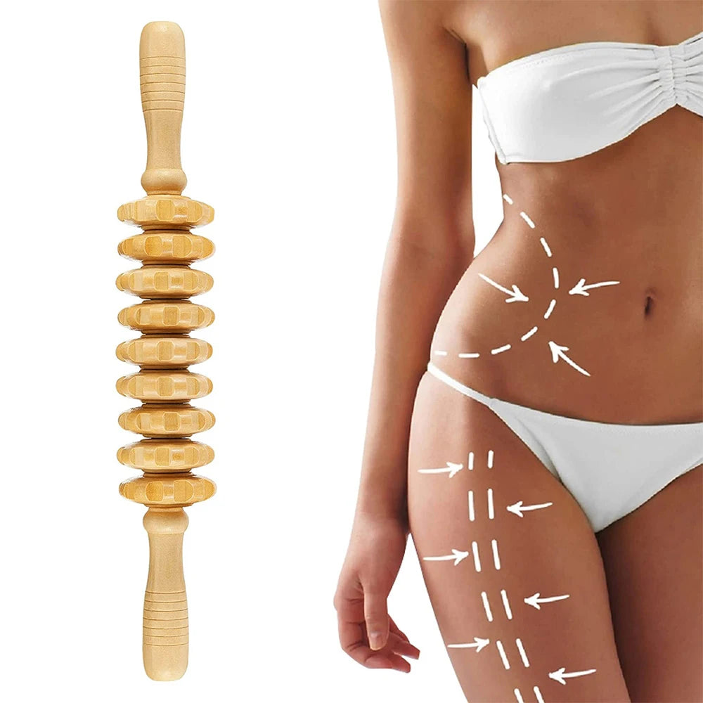 Wood Massage Roller Wood Therapy Massage Tools Body Roller Cellulite Roller Fascia Blaster Wooden Massager for Lymphatic Drainage, Maderoterapia, Pain Relief(Curved)