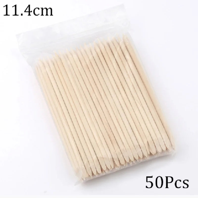 Orange Wood Nail Sticks Double Sided Multi Functional Cuticle Pusher Manicure Pedicure Tool for Manicure Pedicure