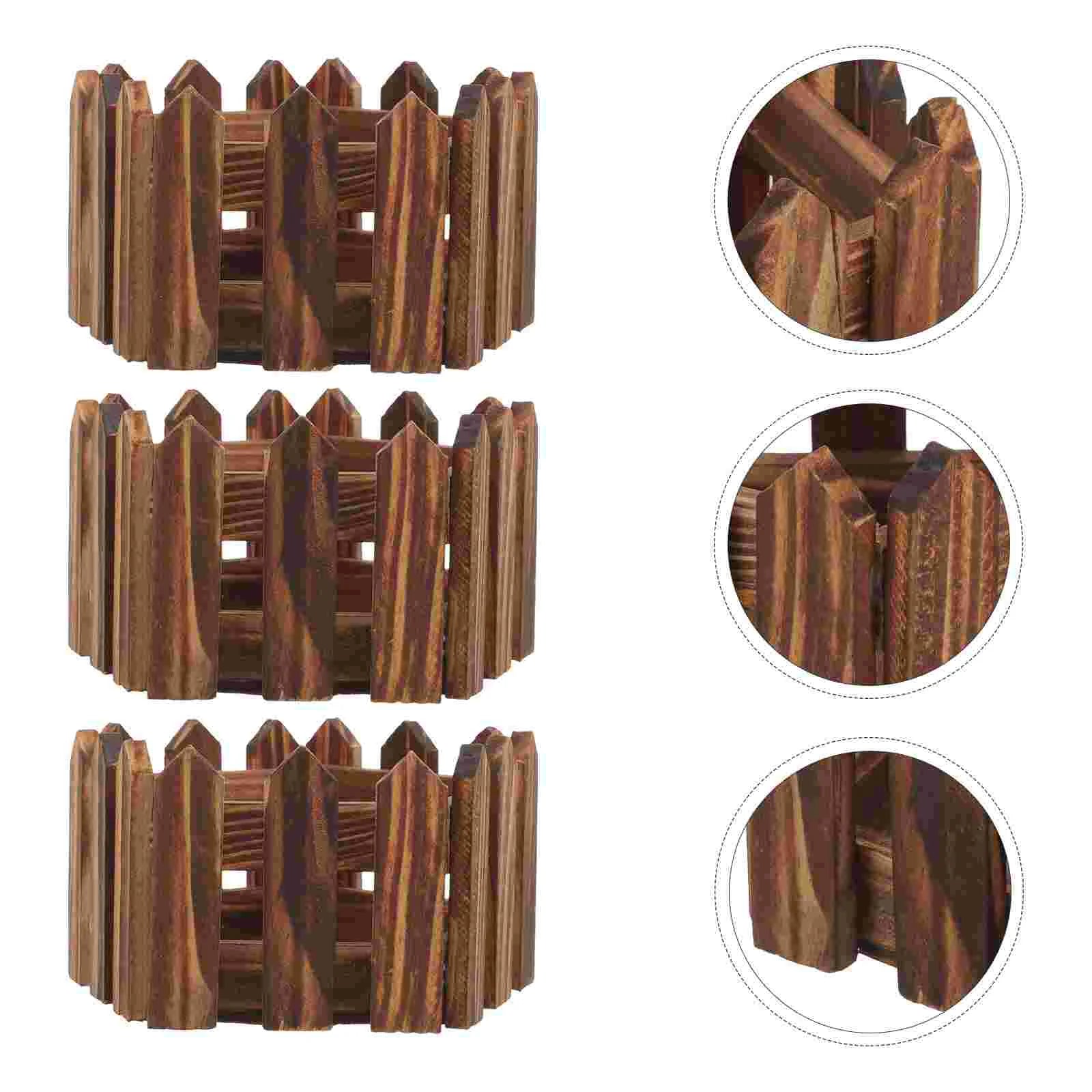 3 Pcs Pots for Plants Wooden Bucket Flowerpot Window Planter Indoor Succulents Carbonized Mini Windowsill