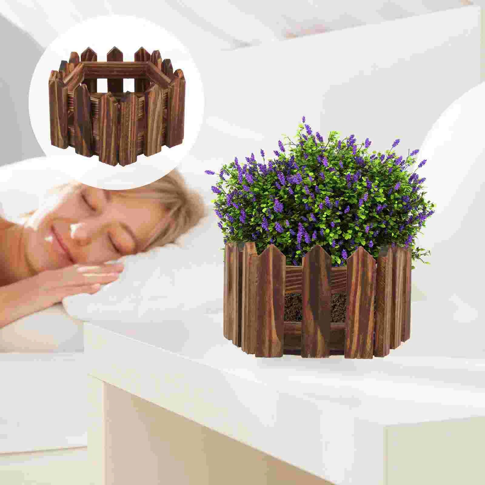 3 Pcs Pots for Plants Wooden Bucket Flowerpot Window Planter Indoor Succulents Carbonized Mini Windowsill