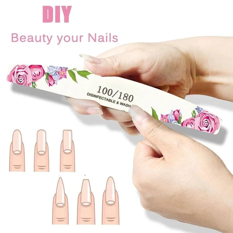 Rough Nail File 100/180 Grit, Heavy Duty Nail Files for Acrylic/Natural Nails, Emery Boards for Nails, Strong Finger Nail Filler, Coarse Nail File for Home and Salon Use