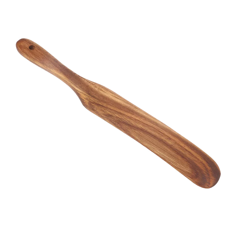 Skinny Spurtle for Sourdough Starter, Mixing, Reaching Bottom of Jar, Dough Whisk, Natural from High Moist Resistance Teak, Spurtles Kitchen Tools Wooden Kitchen Utensils for NonStick Cookware