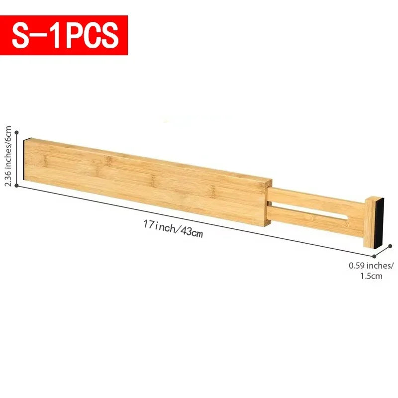 Kitchen Drawer Dividers, Adjustable Bamboo Drawer Organizer (17-22"), Expandable Utensil Organizer for Kitchen Storage, Closet, Dresser (4 Pack)