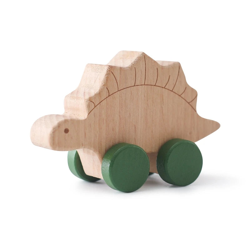 Wooden Dinosaur Cars Montessori Toys for Babies Baby Push Car Toys Wooden Toy Vehicles Development and Infant Grasping Montessori Toys