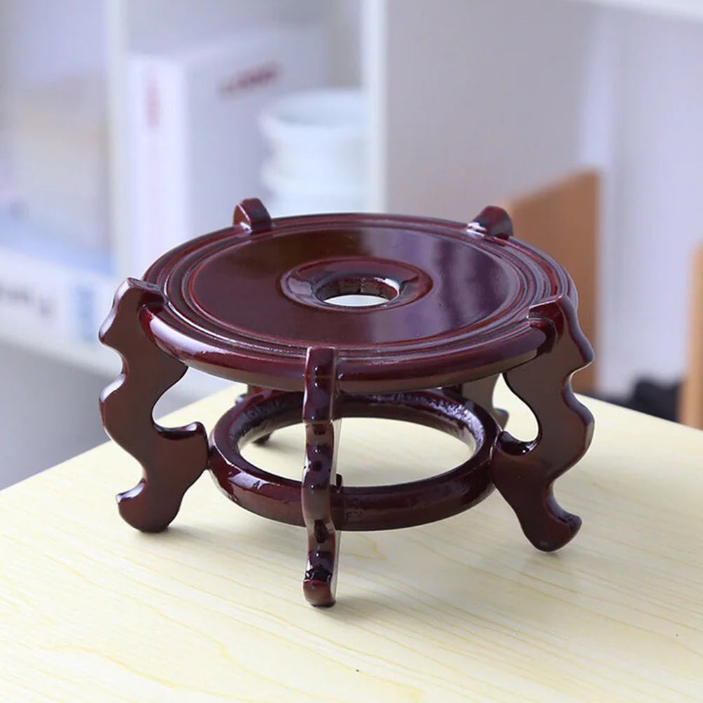 Flower Pot Base Footed Wood Base Potted Plants Vase Stand Bonsai Plant Bowl Display Stand Plant Pots Indoor Potted Display Shelf Succulent Planter Pot Plant Shelf Column Wooden