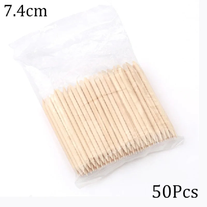 Orange Wood Nail Sticks Double Sided Multi Functional Cuticle Pusher Manicure Pedicure Tool for Manicure Pedicure