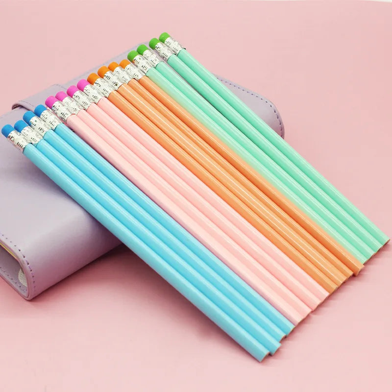 20/50/100 Personalized Colored Wooden Pencils Customized School Decor Pen With Eraser Wedding Gift Favors Baby Shower Party 19CM