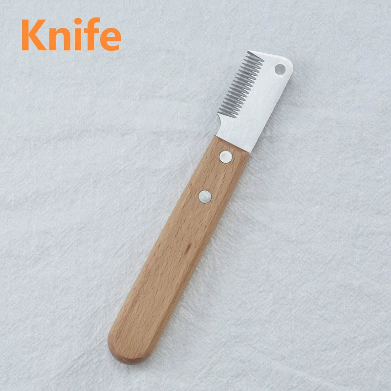 Dog Cat Pet Grooming Brush Metal Comb for Loosening up Removing Mats Debris Tangles and Knots Wooden Handle Stainless Steel Tooth Perfect for Honghair Pets