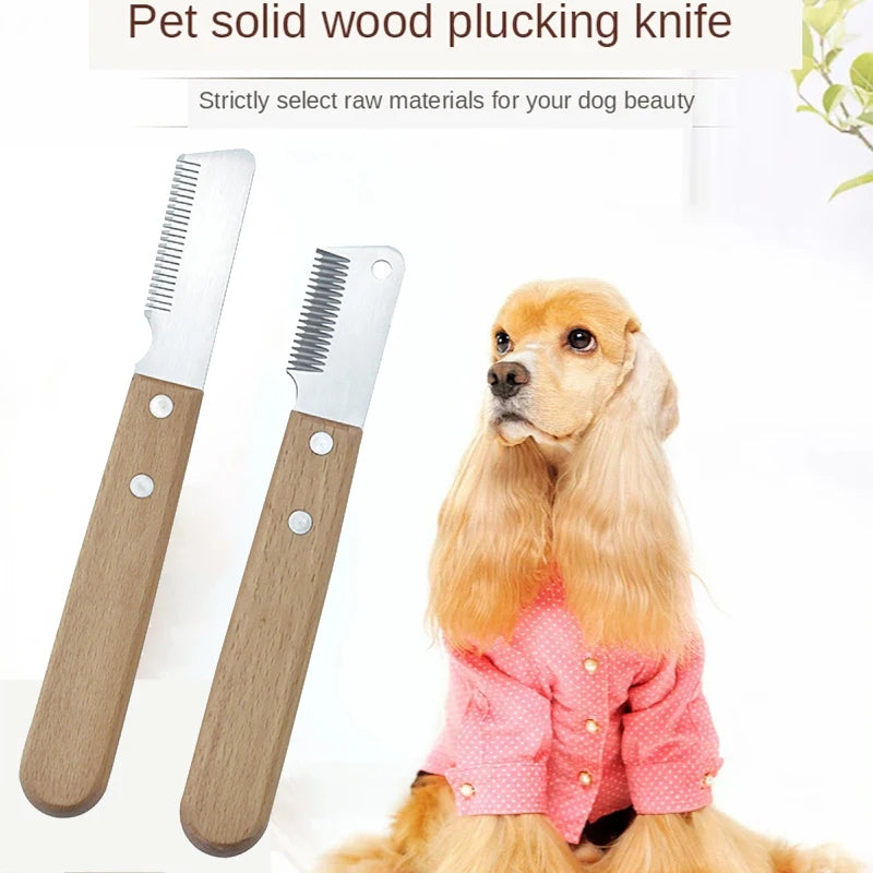 Dog Cat Pet Grooming Brush Metal Comb for Loosening up Removing Mats Debris Tangles and Knots Wooden Handle Stainless Steel Tooth Perfect for Honghair Pets