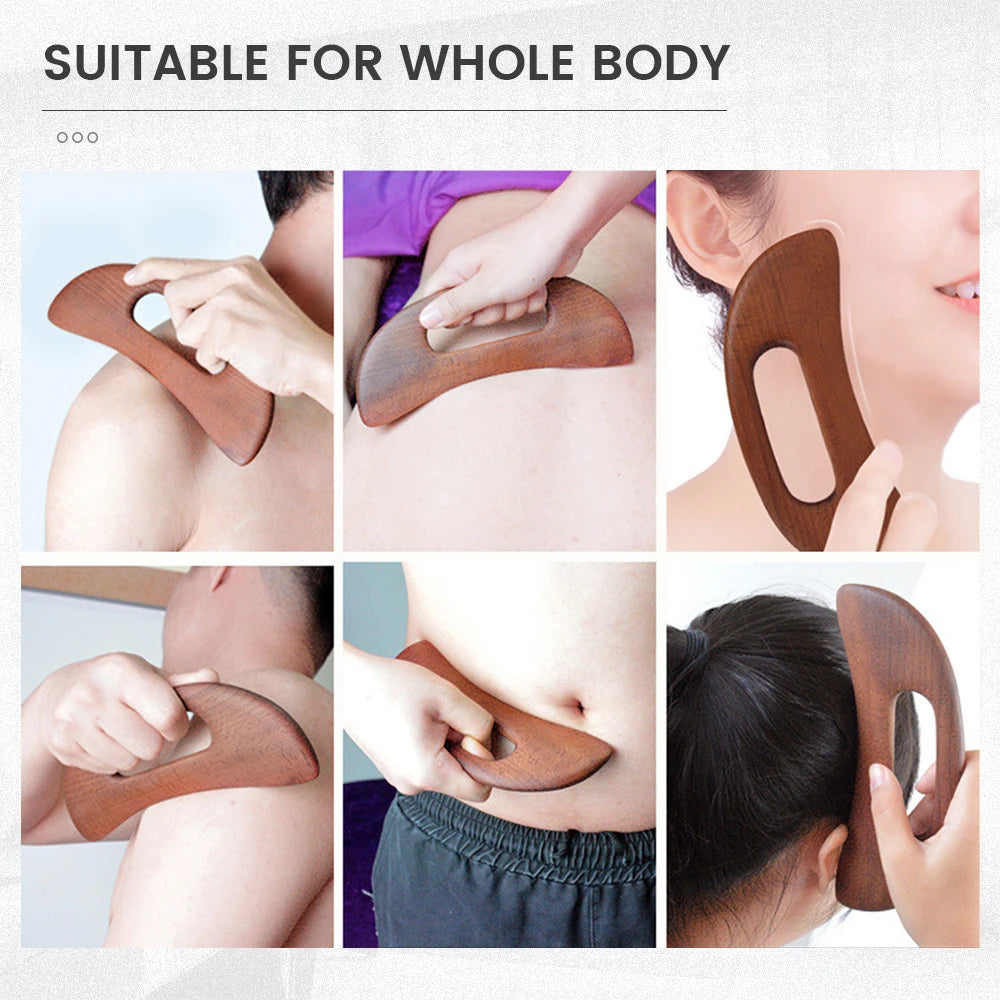 enttgo Body Gua Sha Tool Wooden Lymphatic Drainage Tool,Guasha Massage Tools for Anti Cellulite and Relieve Muscle Fatigue,Wood Therapy Massage Tools for Neck Back Face Leg Facial