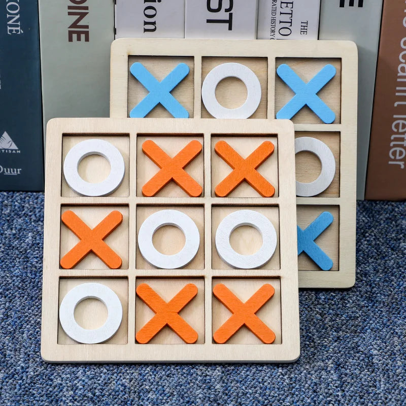 Wooden Board Tic Tac Toe Game XO Table Toy Classical Family Children Puzzle Game Educational Toys
