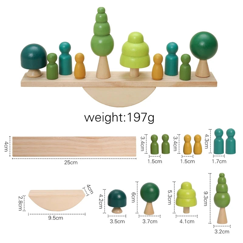 Wooden Tree Toys Balance Toys Wooden Peg Dolls Preschool Learning Educational Montessori Toys, Natural Woodland Trees Creative Accessories for Home Decor