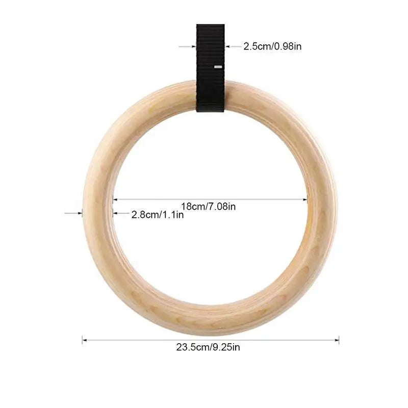 Gymnastic Rings Wooden Gym Rings Olympic Rings Adjustable Straps Pull Up Rings Sets for Workout Bodyweight Fitness Training