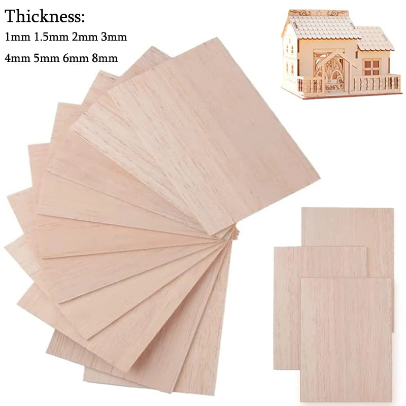 5/10 Pack Balsa Wood Sheets, Natural Unfinished Wood for House Aircraft Ship Boat DIY Wooden Plate Model, School Projects, Craft Project