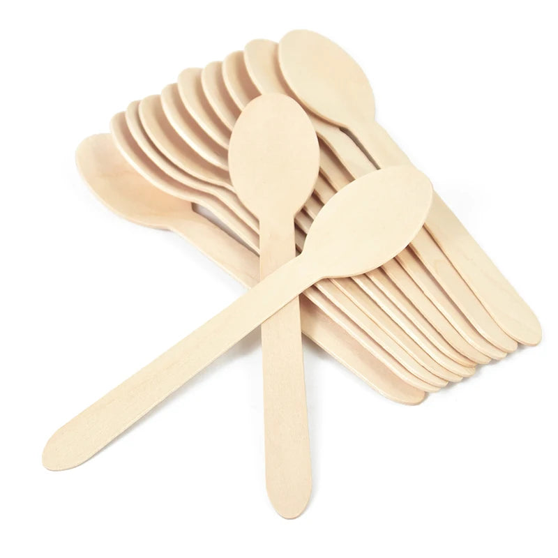 100% Compostable Cutlery Set - Wooden Compostable Utensils - Disposable Wooden Cutlery, Eco Friendly Forks And Spoons Disposable Cutlery Set Party Utensils