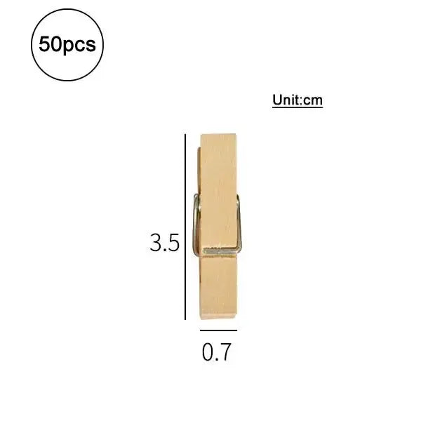 Mini Clothespins, Mini Clothes Pins for Photo Natural Wooden Small Picture Clips for Crafts 50pcs Decorative Wood Clips for Wall Hanging Pictures