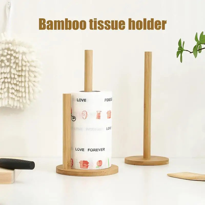 Wooden Paper Towel Holder Stand - Kitchen Paper Hanger Rack Bathroom Towel Roll Stand Organizer Simply Standing Countertop Paper Roll Holder