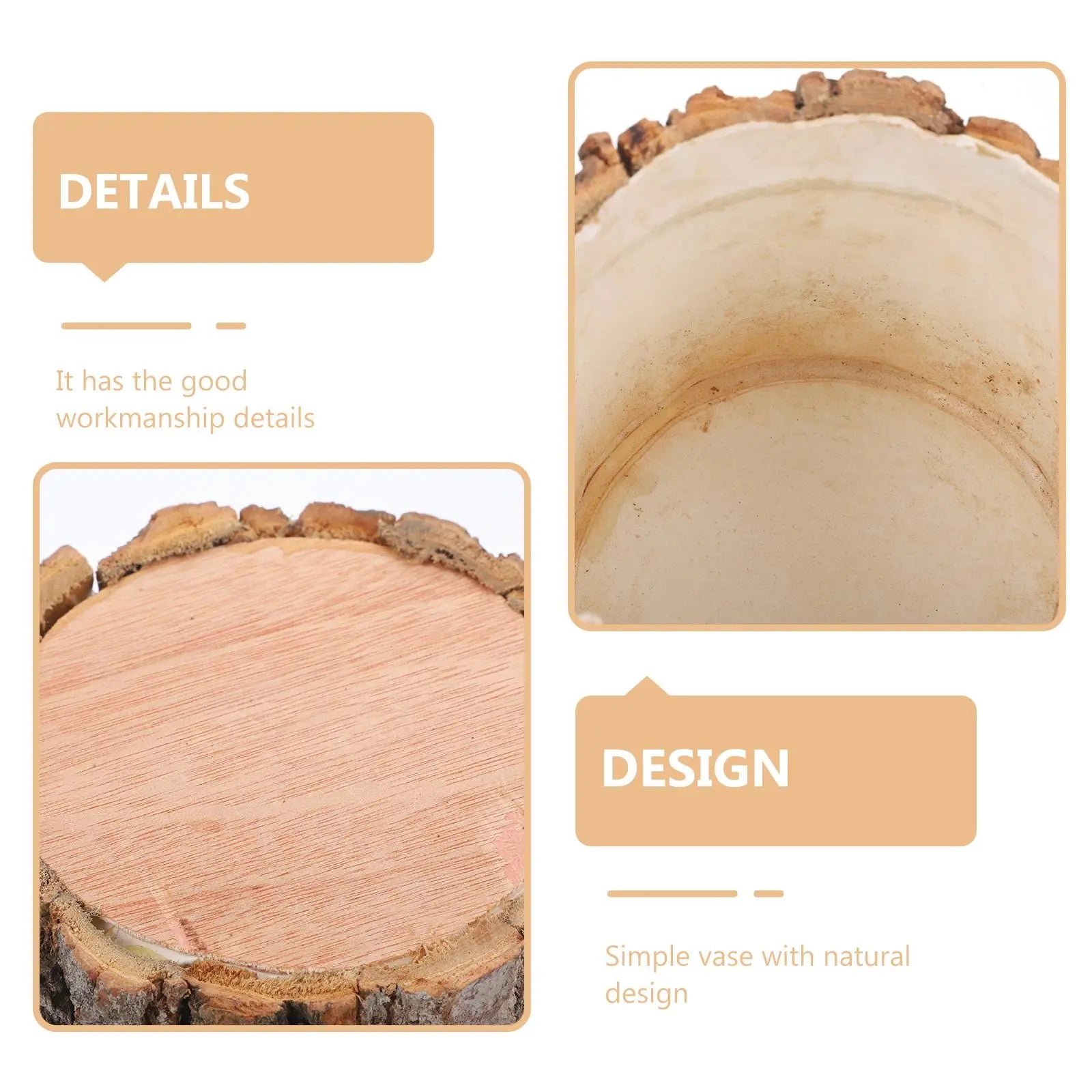 Natural Wood Flower Pot & Tree Stump Planter - Artificial Plants & Rustic Bark Decoration