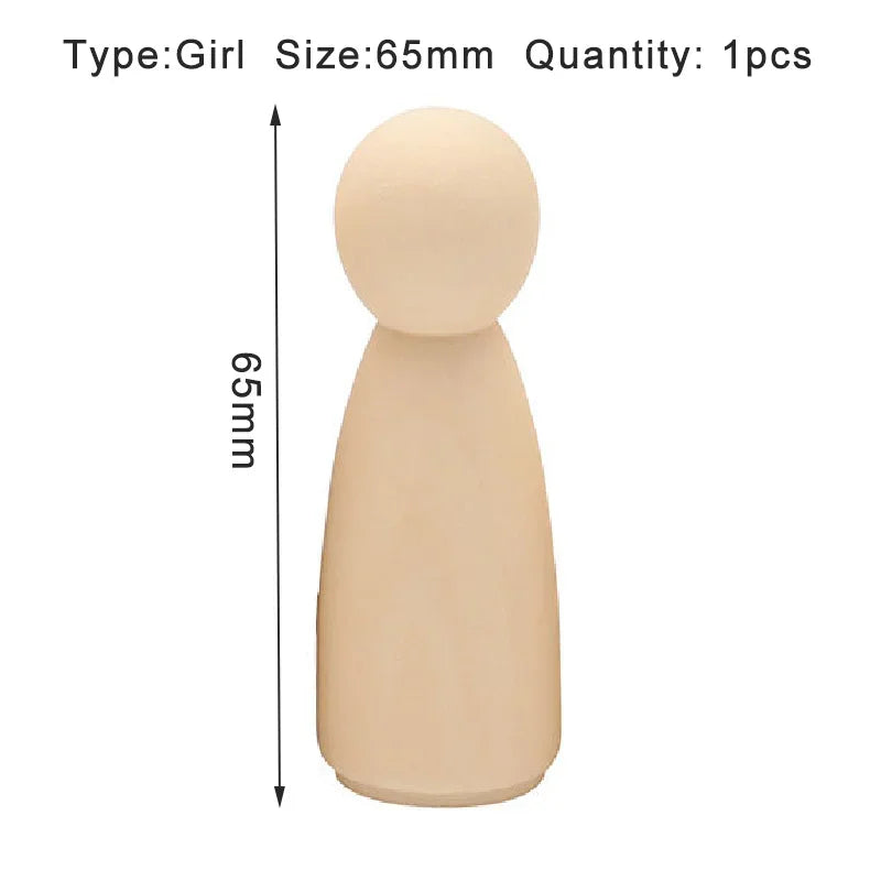 10pcs Wooden Peg Dolls, Unfinished Wooden Male People Shape Nature Plain Wood Body Dolls for Art Craft Projects DIY, Men Pattern