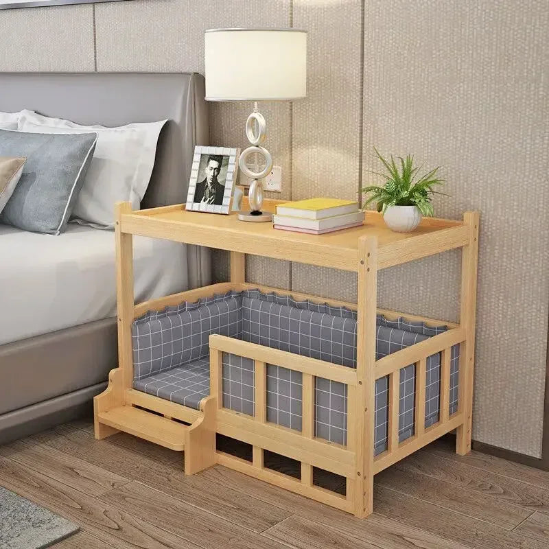Solid Wood Material Dog Kennel Dog Bed Smooth Polished Teddy Dog Kennel Golden Retriever Detachable Pet Bed Solid Wood Cat Kenne