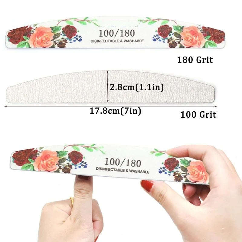 Rough Nail File 100/180 Grit, Heavy Duty Nail Files for Acrylic/Natural Nails, Emery Boards for Nails, Strong Finger Nail Filler, Coarse Nail File for Home and Salon Use