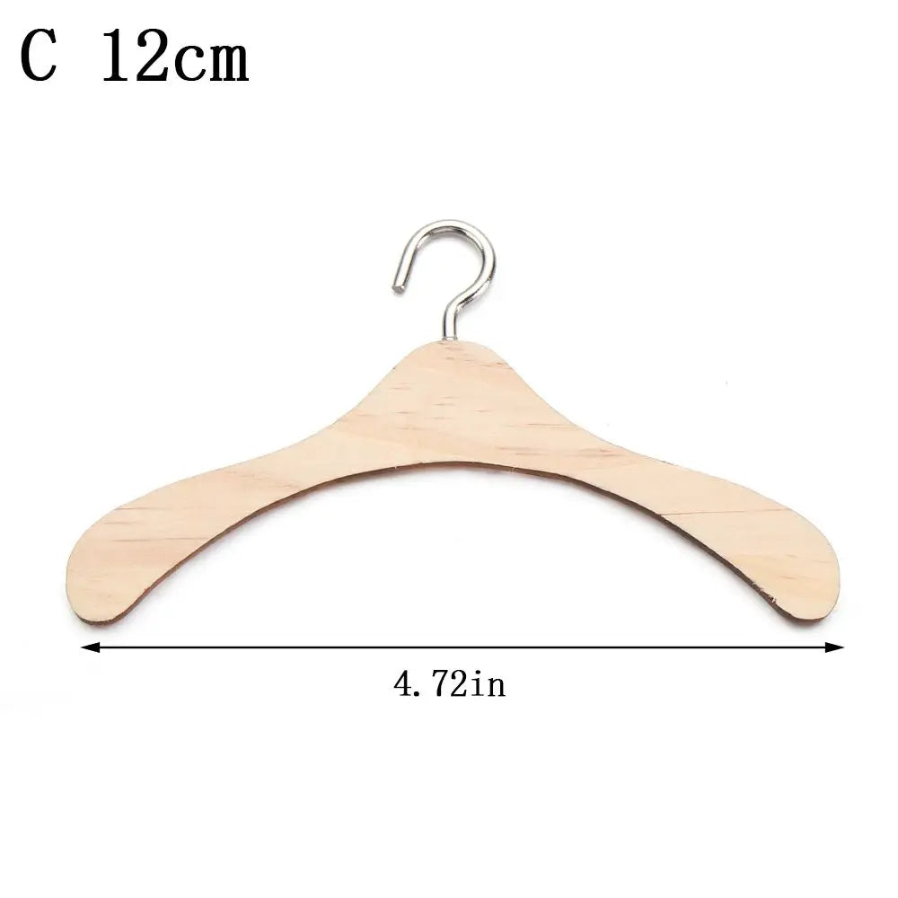 Doll Garment Rack with Wooden Clothes Hanger for 18 Inch Girl Doll Clothes Mini Hangers Wardrobe Furniture Accessories for Dollhouse Baby Shower Supplies (Wood)