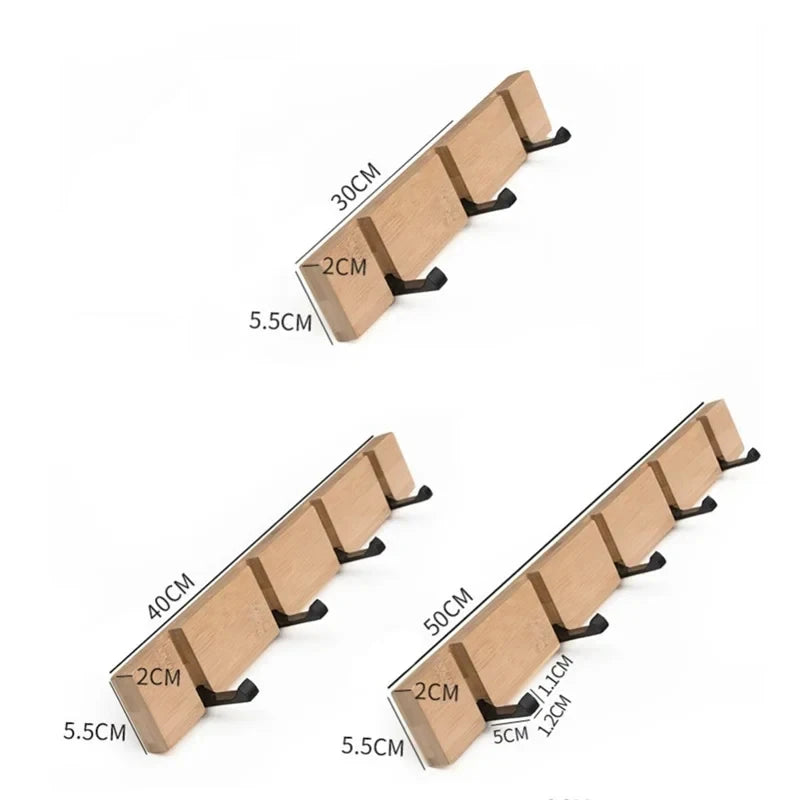 Wooden Wall Mounted Folding Rack, Modern Wall Floating Coat Hook Rack Space-Saving Coat Hanger for Coats, Hats, Scarves, Key