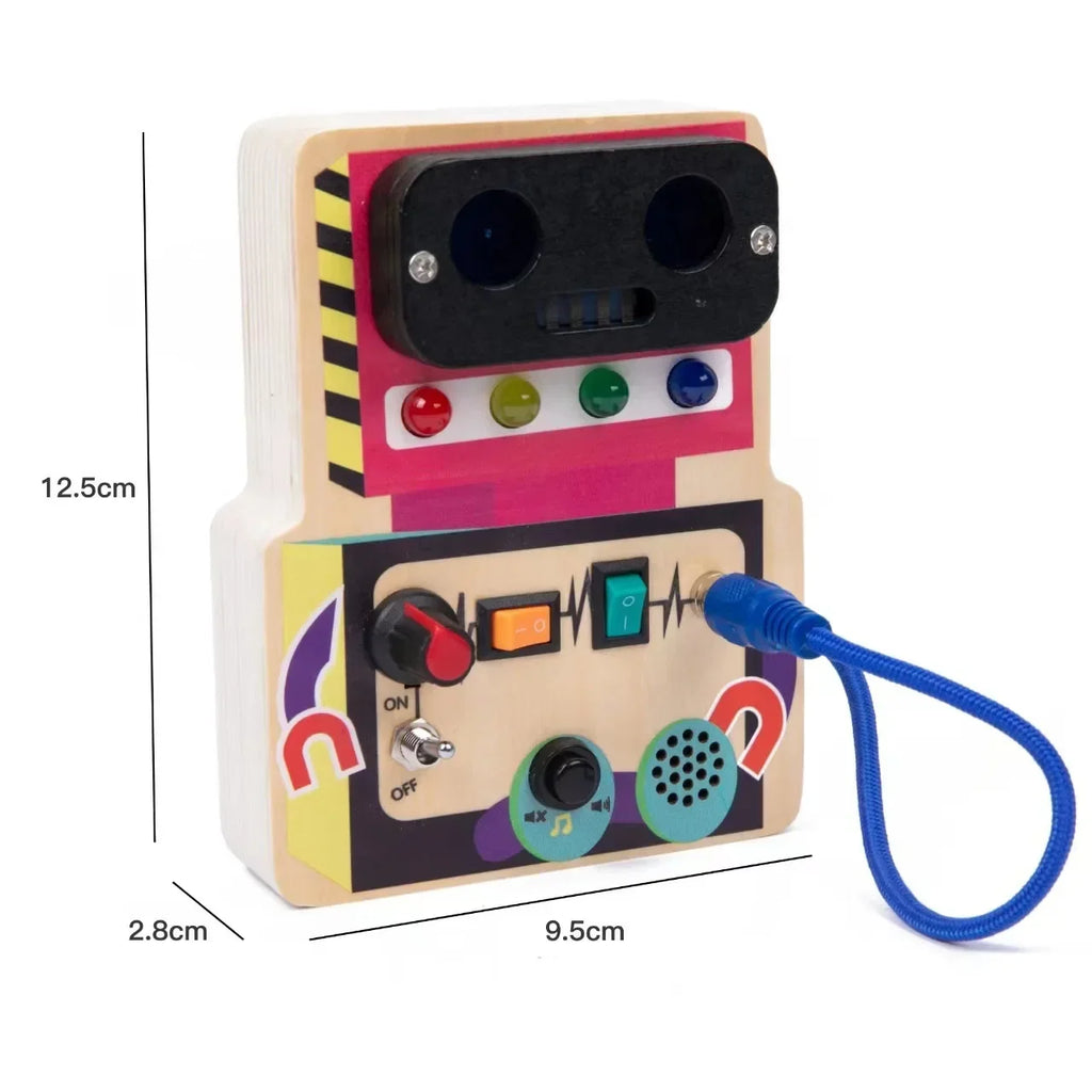 Busy Board Montessori Toys for Toddler, Wooden Sensory Board Switch Toy with Shape Sorter LED Light Up Toys Educational Plane Travel Activity for Girls & Boys