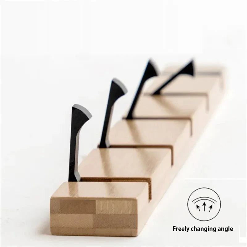 Wooden Wall Mounted Folding Rack, Modern Wall Floating Coat Hook Rack Space-Saving Coat Hanger for Coats, Hats, Scarves, Key