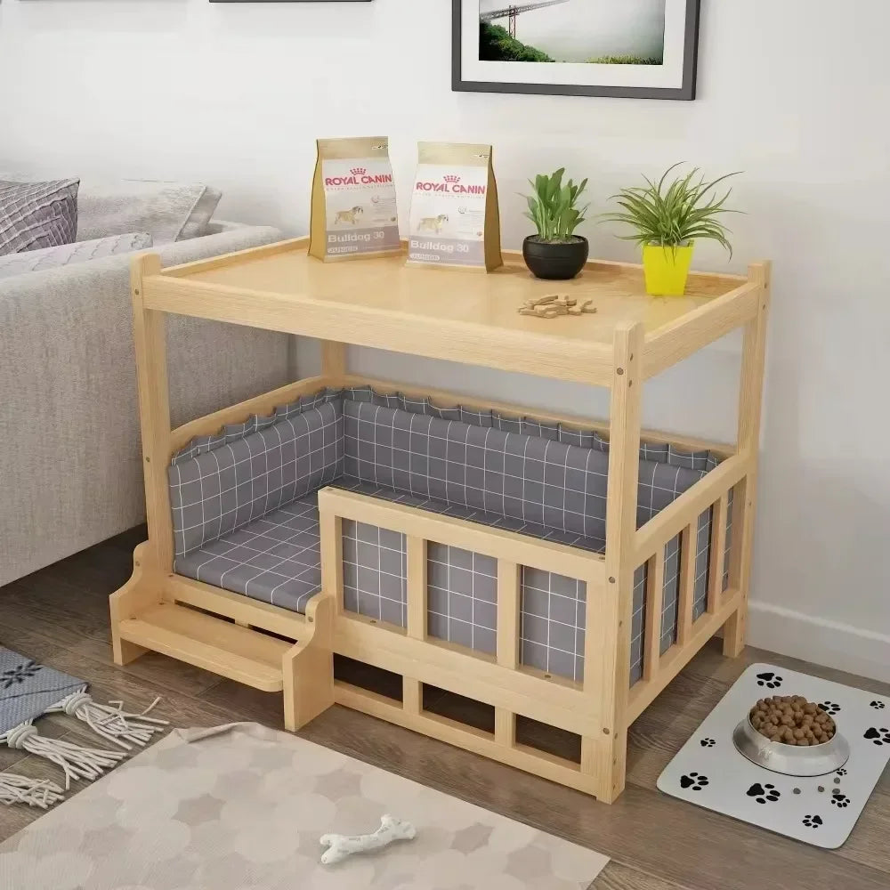 Solid Wood Material Dog Kennel Dog Bed Smooth Polished Teddy Dog Kennel Golden Retriever Detachable Pet Bed Solid Wood Cat Kenne
