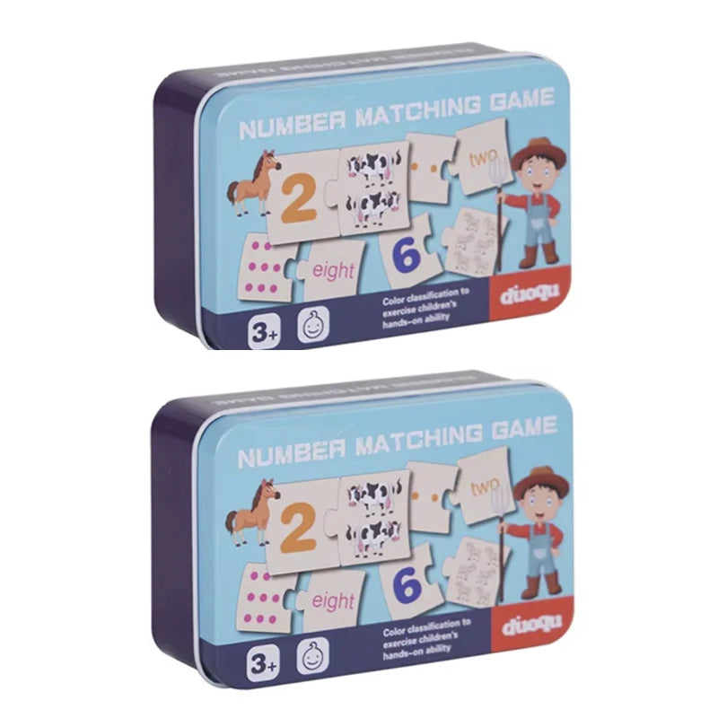 Wooden Number Matching Puzze Toys Montessori Early Education Digital Pattern Thicken Blocks Game for Baby Festival Gift Toy