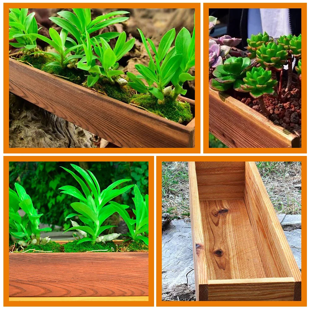Antiseptic Wood Flower Box Wooden Planter Boxes Retro Window Outdoor Pot Cedar Succulent Decorative Pots
