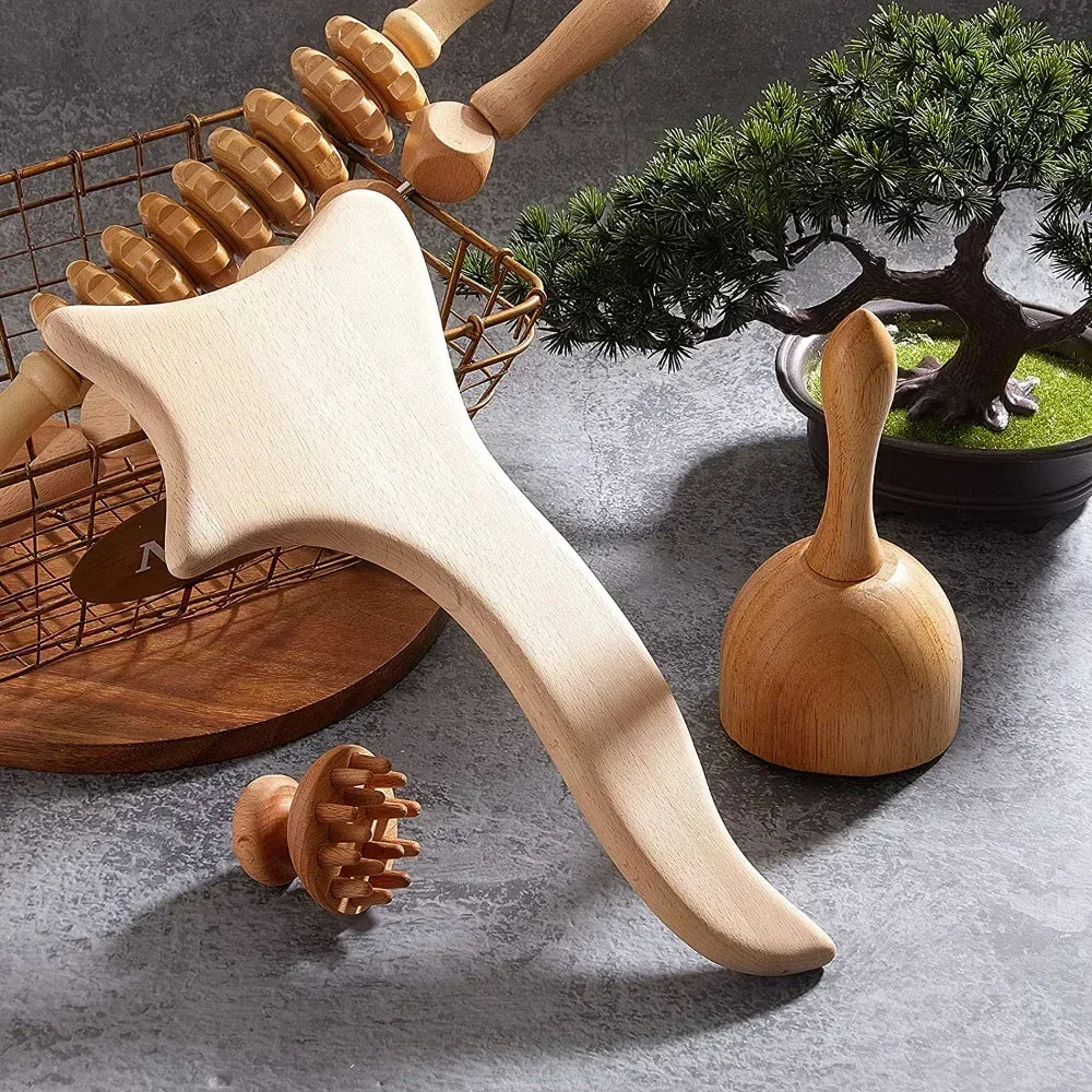 Wood Therapy Massage Tools Lymphatic Drainage Massager Maderoterapia Kit Wooden Massager Body Sculpting Tools for Muscle Pain Relief, Anti-Cellulite, Body Contouring and Shaping