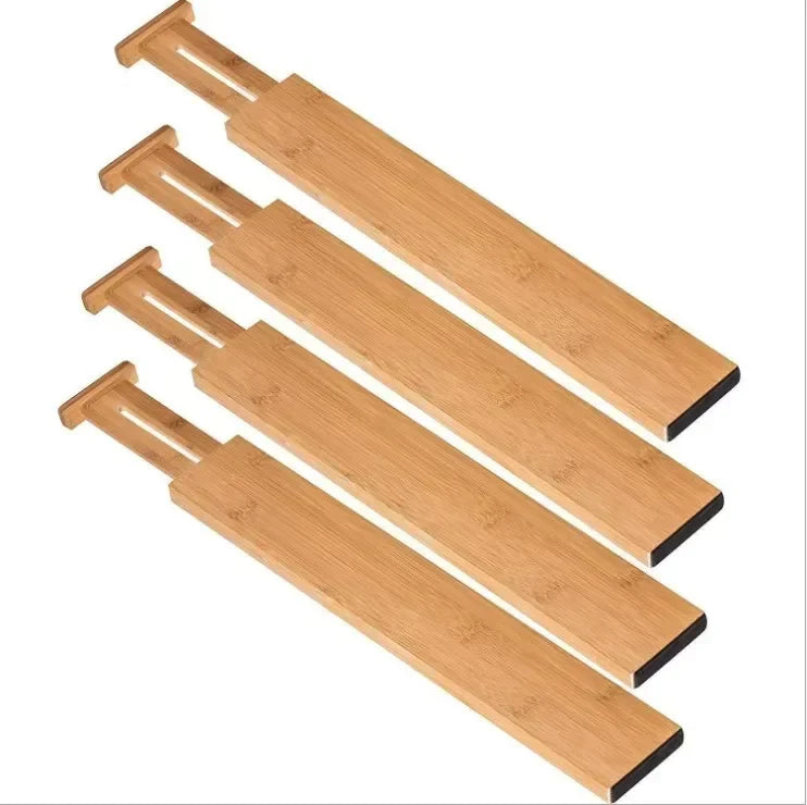 Kitchen Drawer Dividers, Adjustable Bamboo Drawer Organizer (17-22"), Expandable Utensil Organizer for Kitchen Storage, Closet, Dresser (4 Pack)
