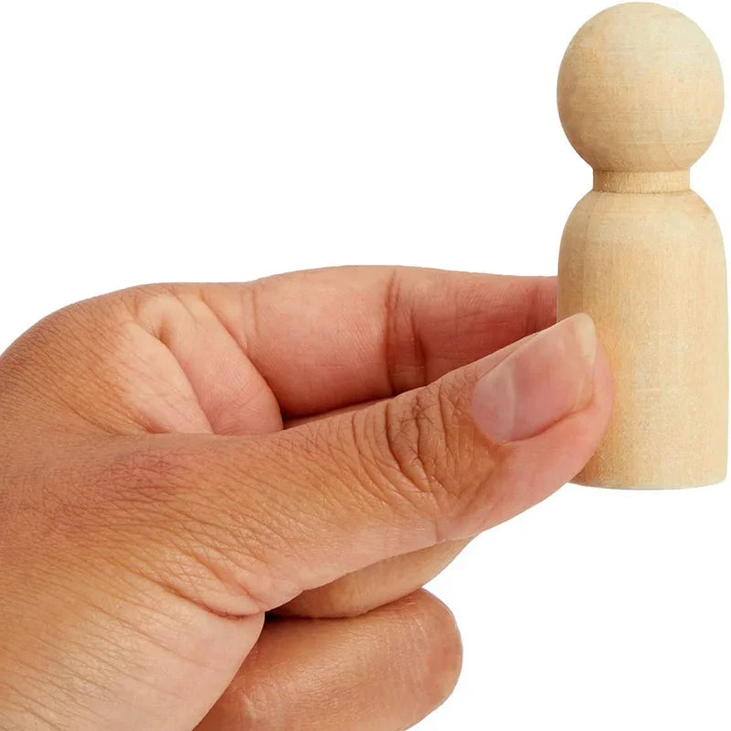 10pcs Wooden Peg Dolls, Unfinished Wooden Male People Shape Nature Plain Wood Body Dolls for Art Craft Projects DIY, Men Pattern