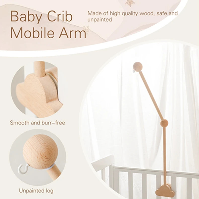Baby Crib Mobile Arm,HBM Wooden Mobile Arm for Crib Mobile Hanger for Crib Baby Girl Nursery Decor