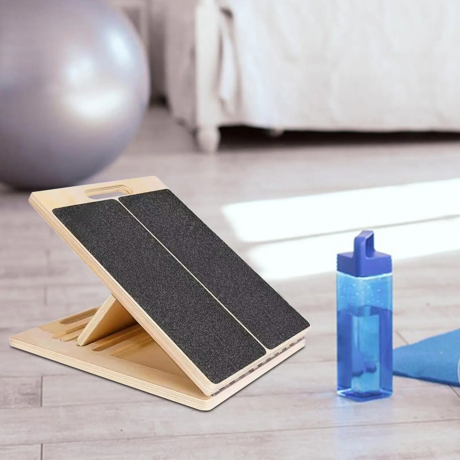 Slant Board for Calf Stretching, Adjustable Portable Wooden Incline Board for Calf Stretcher with Training Poster, 300 Lbs Weight Capacity Physical Therapy Equipment for Leg, Knees, Heel, Ankle