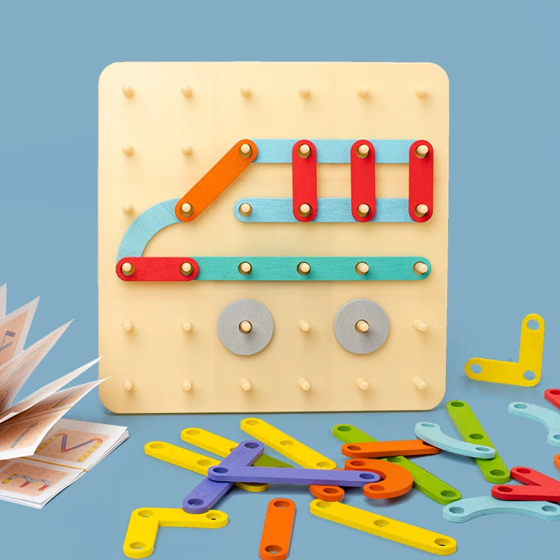 Munyee Hua Wooden Geometric Shapes Puzzle Board, Montessori Educational Toys for Early Childhood，3 Year Old+