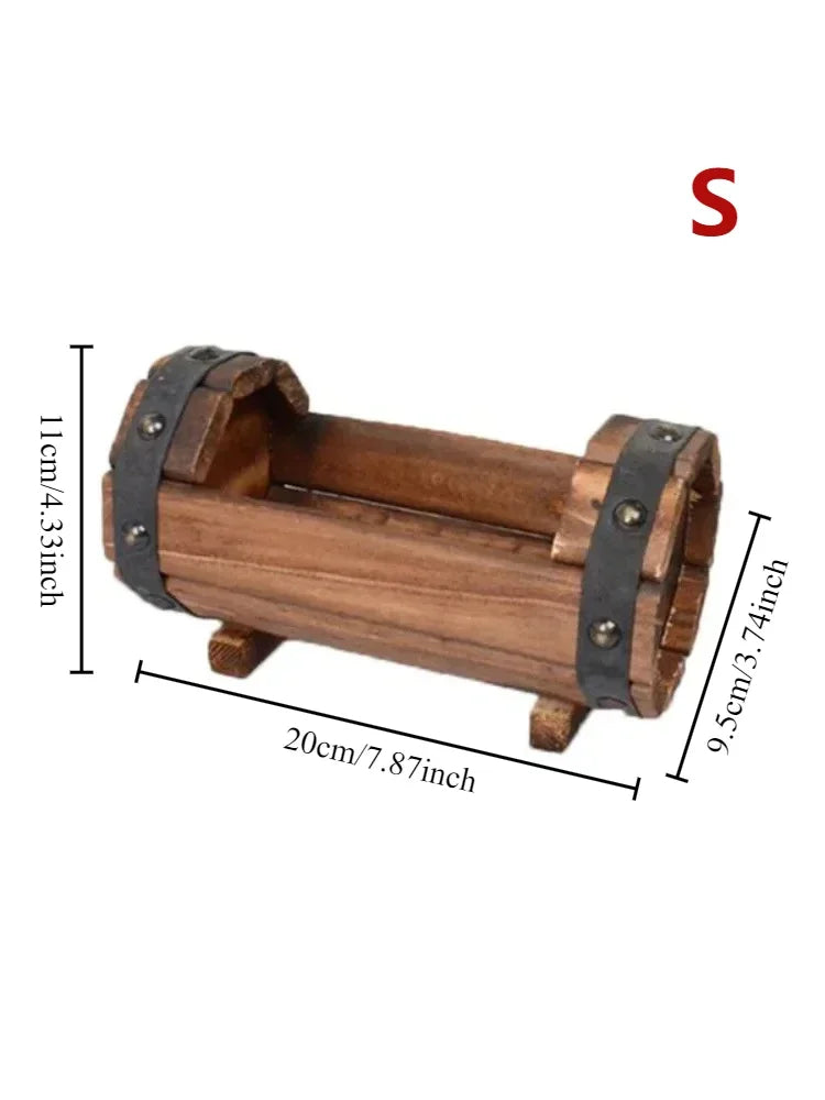 Rustic Half Barrel Planters 2 Pack Wood Planter Boxes, Outdoor Wood Flower Pots Wooden Planters for Garden, Patio, Balcony