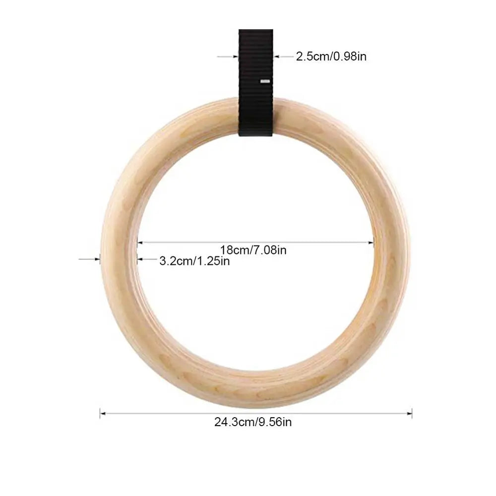 Gymnastic Rings Wooden Gym Rings Olympic Rings Adjustable Straps Pull Up Rings Sets for Workout Bodyweight Fitness Training