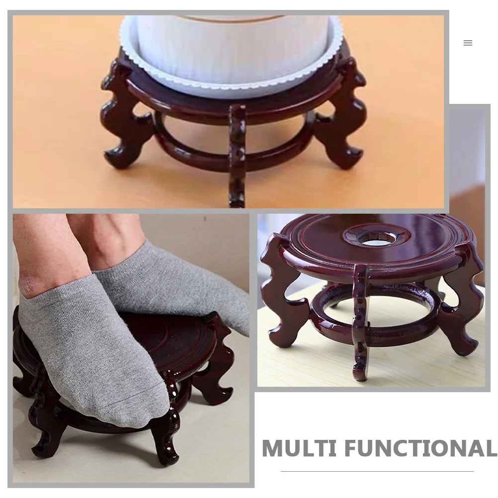 Flower Pot Base Footed Wood Base Potted Plants Vase Stand Bonsai Plant Bowl Display Stand Plant Pots Indoor Potted Display Shelf Succulent Planter Pot Plant Shelf Column Wooden