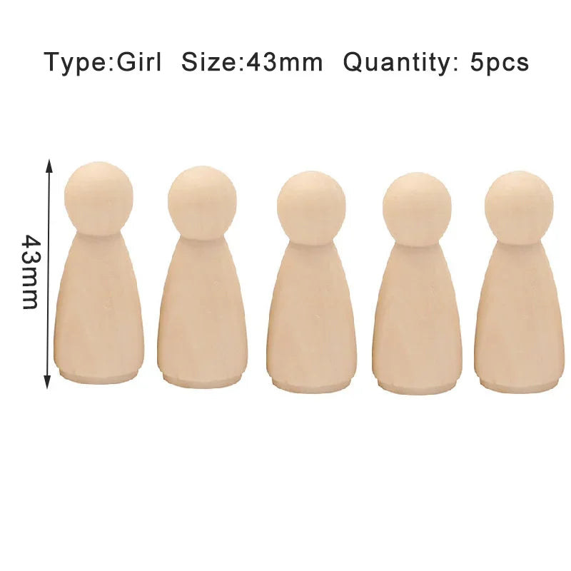 10pcs Wooden Peg Dolls, Unfinished Wooden Male People Shape Nature Plain Wood Body Dolls for Art Craft Projects DIY, Men Pattern