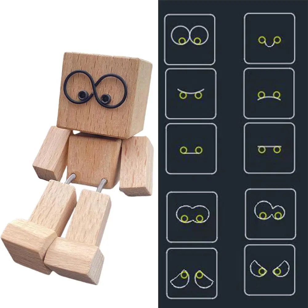 Shaking Wooden Man Figurine, Handmade Shaking Feet Wooden Doll, Car Ornaments,Funny Wood Desktop Decor, Creative Gifts Commutes with Multiple Magnetic Decorations, Car Dashboard Decorations